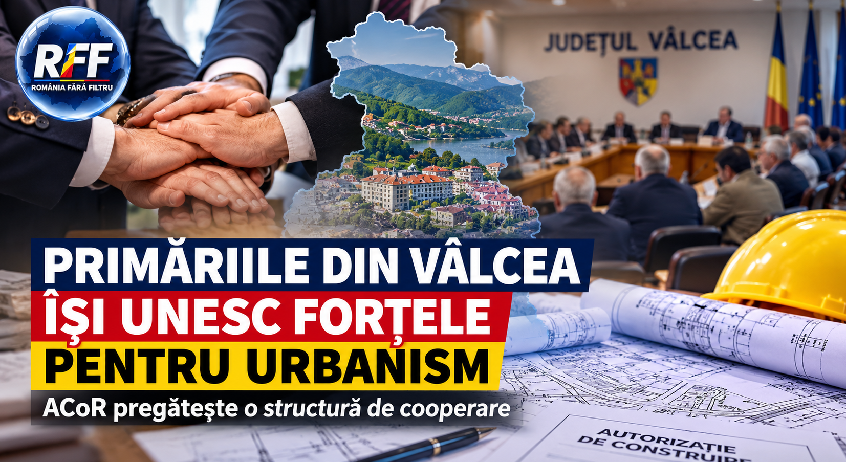 Colaj ilustrativ despre cooperarea primăriilor din Vâlcea în urbanism